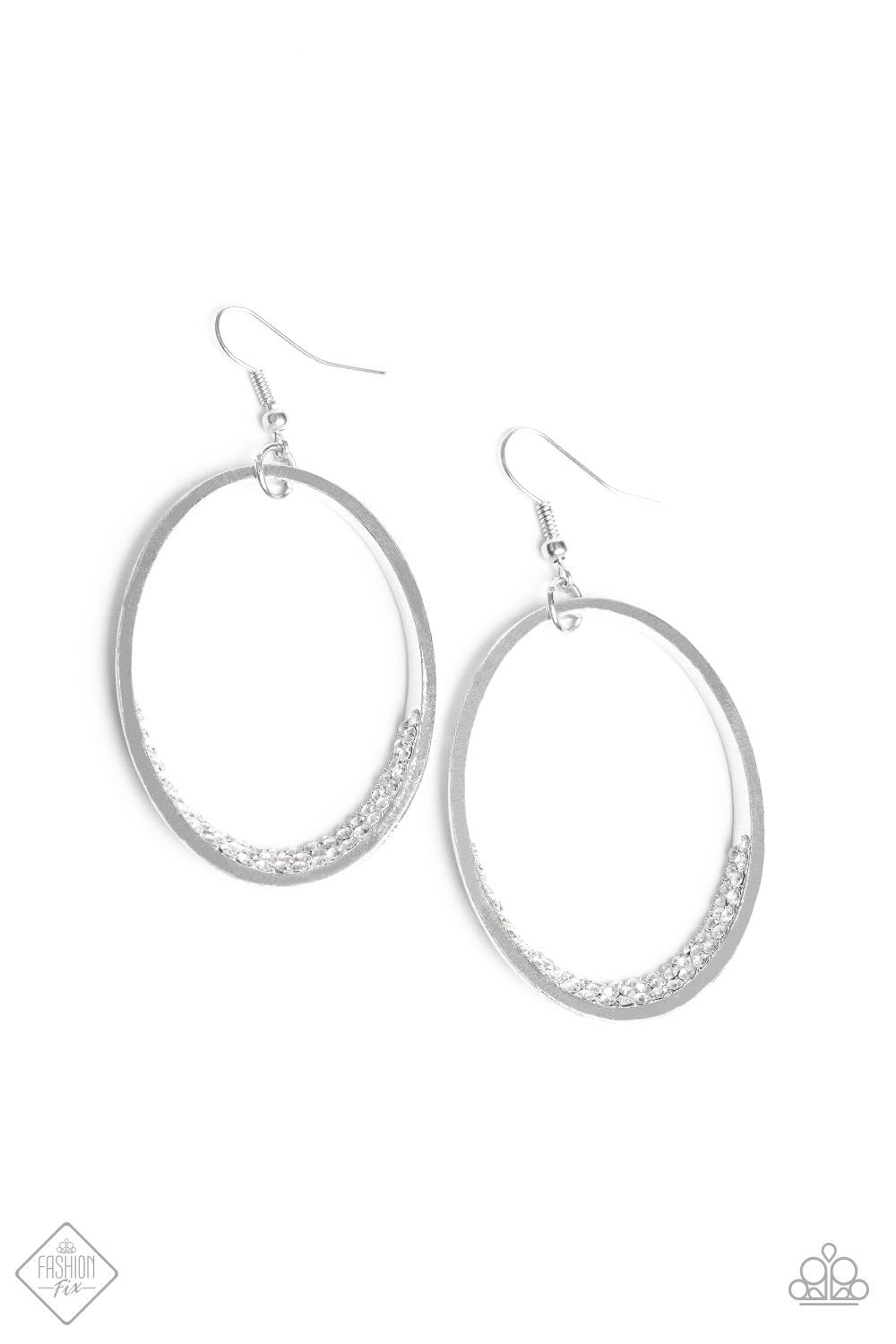 Must Love Sparkle Silver and White Rhinestone Earrings - Paparazzi Accessories-CarasShop.com - $5 Jewelry by Cara Jewels