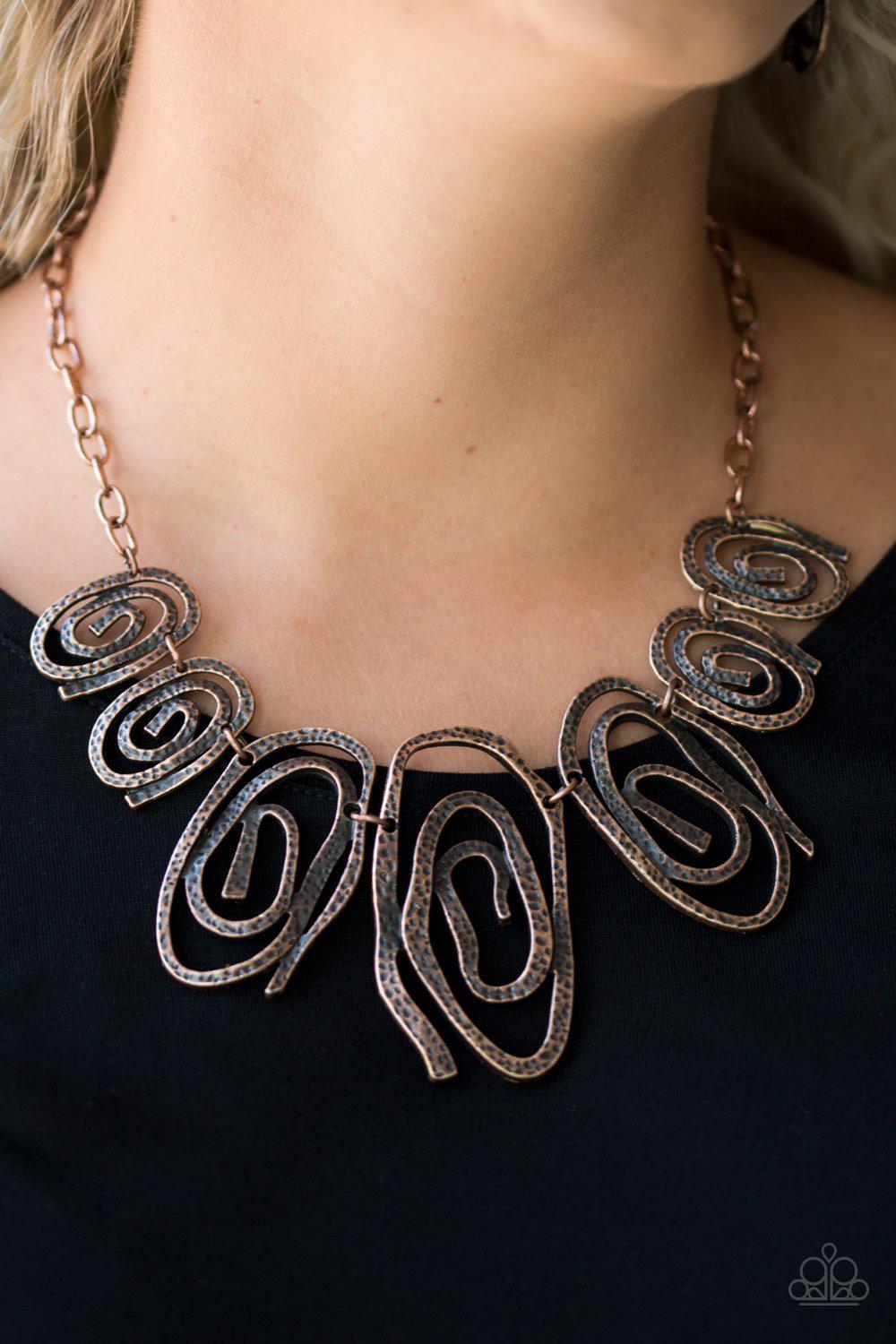 My Cave Is Your Cave Copper Swirl Necklace - Paparazzi Accessories-CarasShop.com - $5 Jewelry by Cara Jewels