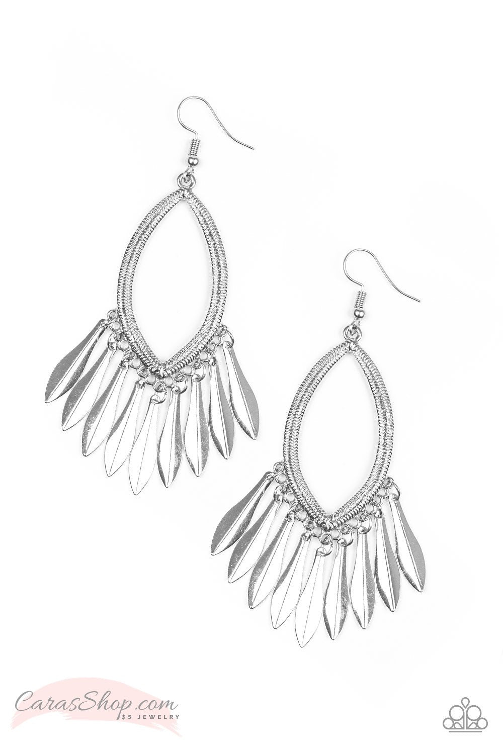 My FLAIR Lady Silver Earrings - Paparazzi Accessories-CarasShop.com - $5 Jewelry by Cara Jewels