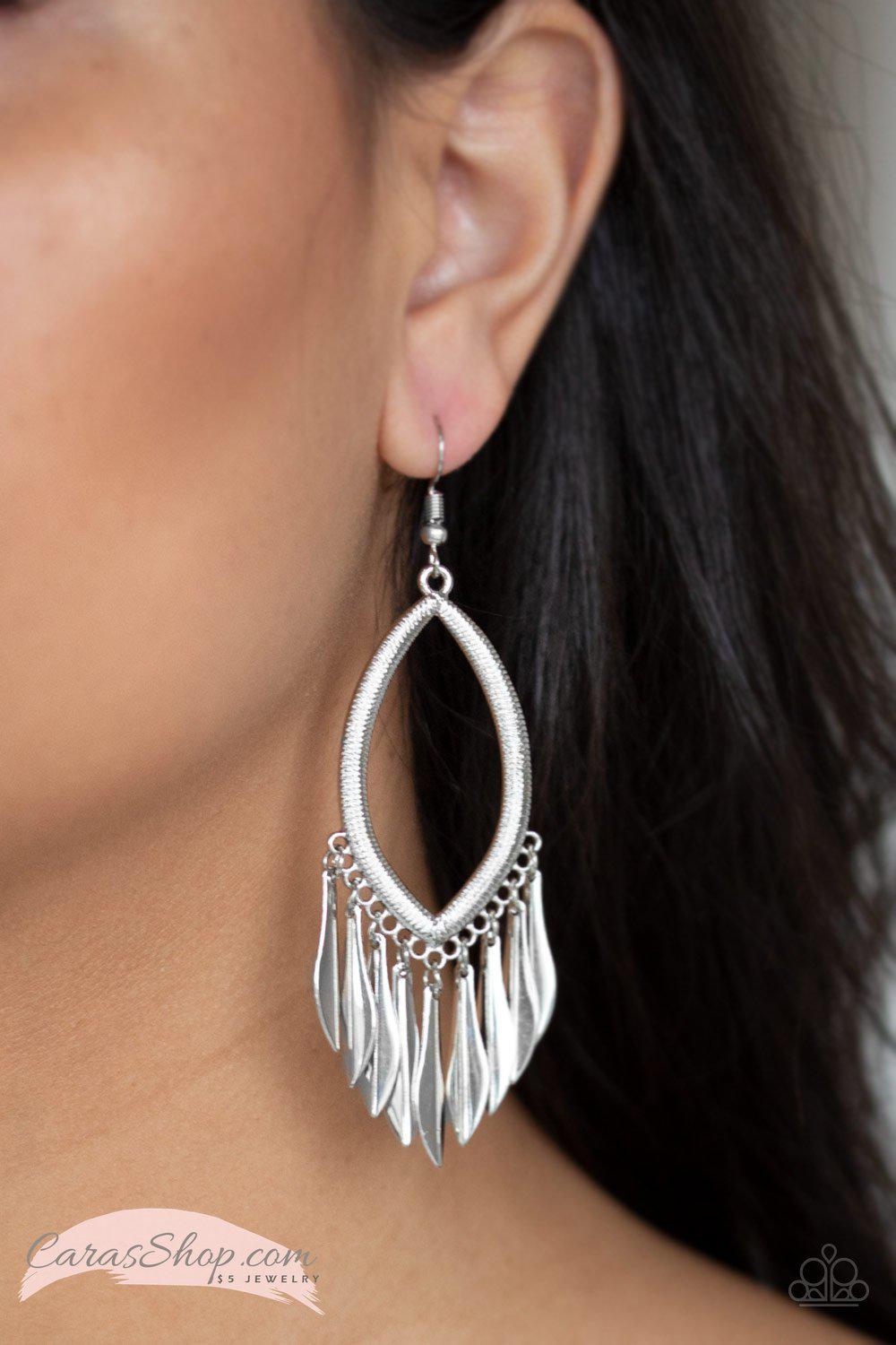 My FLAIR Lady Silver Earrings - Paparazzi Accessories-CarasShop.com - $5 Jewelry by Cara Jewels