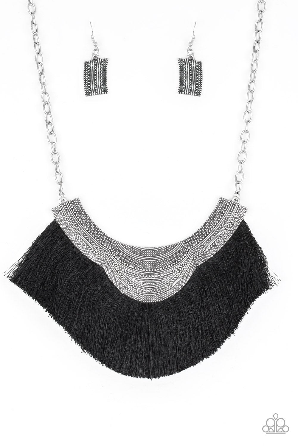 My Pharaoh Lady Black Fringe Necklace - Paparazzi Accessories-CarasShop.com - $5 Jewelry by Cara Jewels