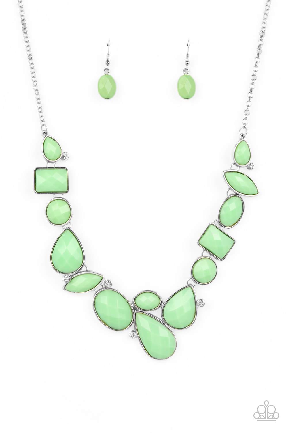 Mystical Mirage Green Necklace - Paparazzi Accessories Spring Exclusive 2021- lightbox - CarasShop.com - $5 Jewelry by Cara Jewels