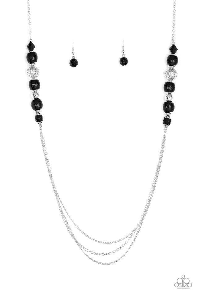 Native New Yorker Silver and Black Necklace - Paparazzi Accessories-CarasShop.com - $5 Jewelry by Cara Jewels