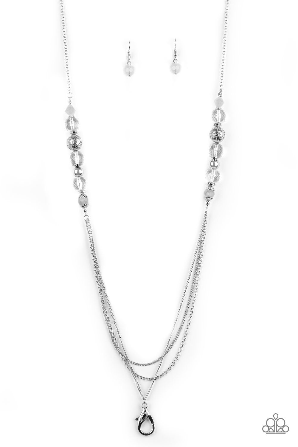 Native New Yorker White Lanyard Necklace - Paparazzi Accessories - lightbox -CarasShop.com - $5 Jewelry by Cara Jewels