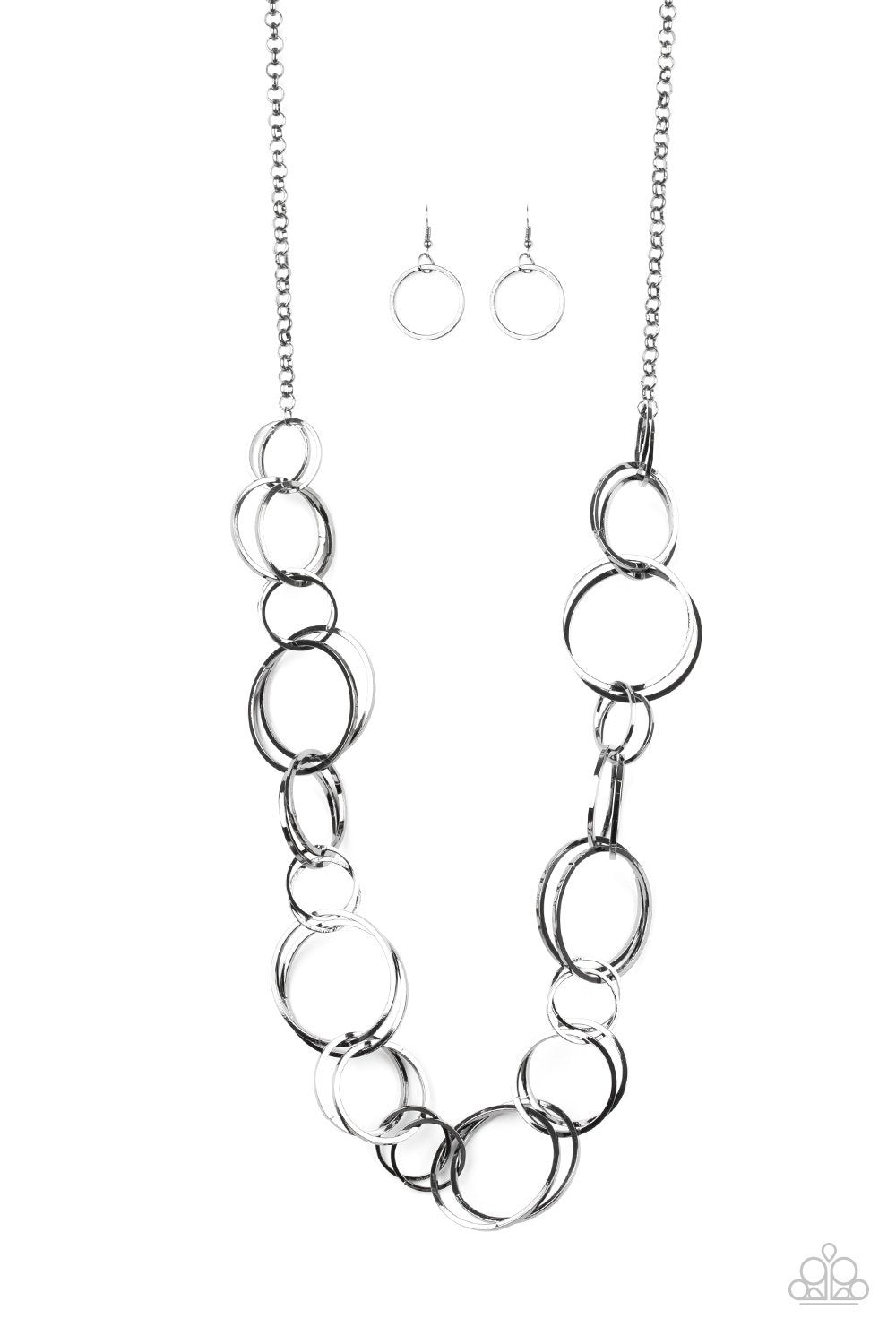 Natural-Born RINGLEADER Black Gunmetal Necklace - Paparazzi Accessories-CarasShop.com - $5 Jewelry by Cara Jewels
