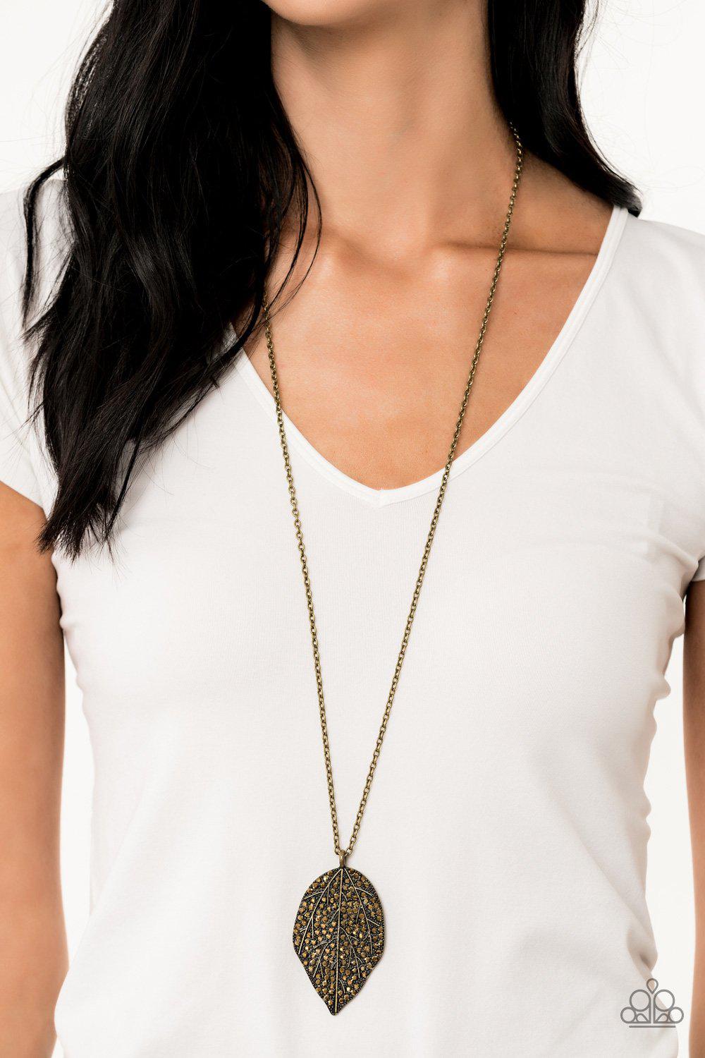 Natural Re-Leaf Brass Leaf Necklace - Paparazzi Accessories-CarasShop.com - $5 Jewelry by Cara Jewels