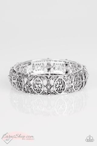 Naturally Nepal - Silver Stretch Bangle Bracelet - Paparazzi Accessories-CarasShop.com - $5 Jewelry by Cara Jewels