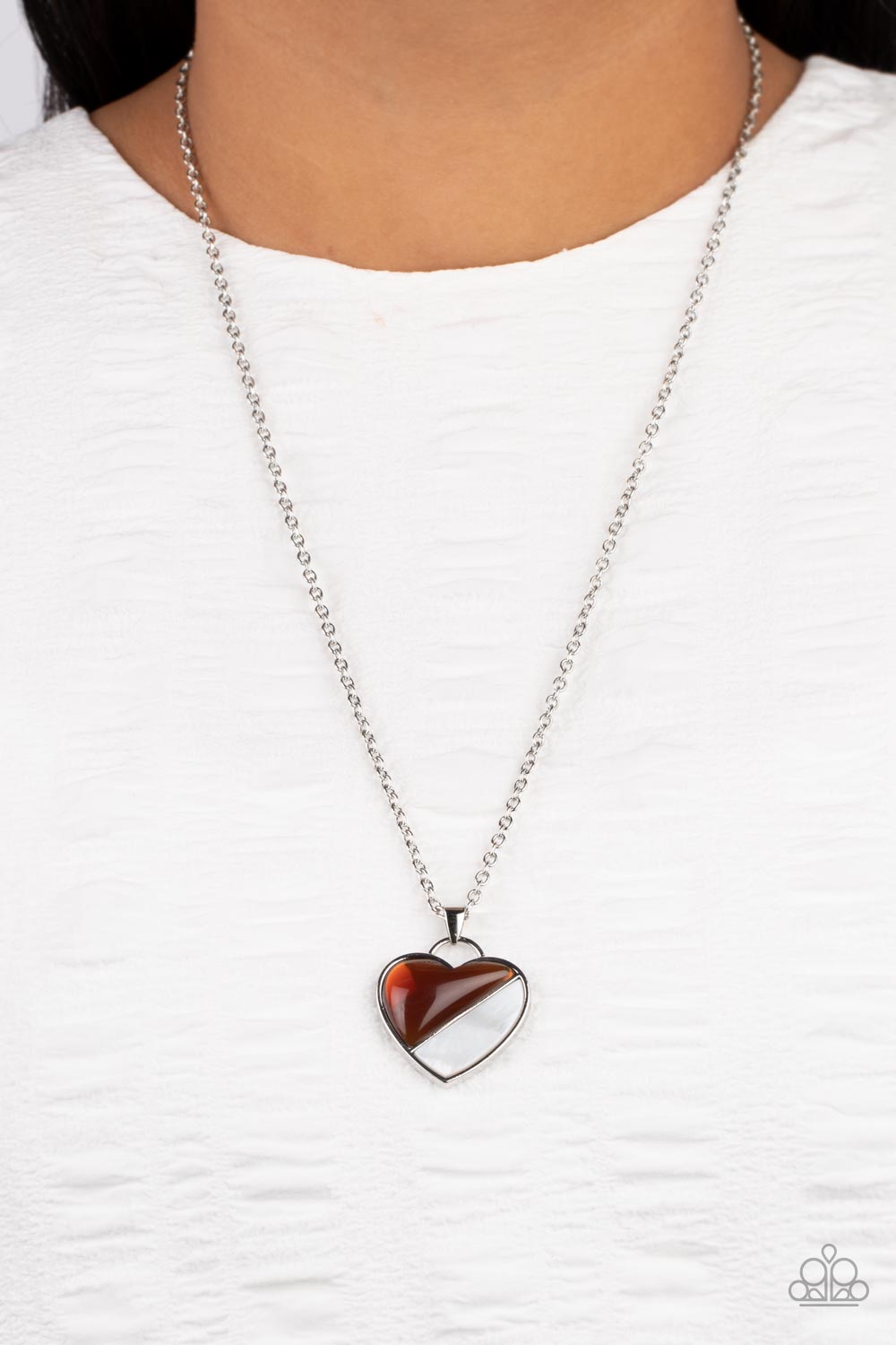 Nautical Romance Brown Heart Necklace - Paparazzi Accessories-on model - CarasShop.com - $5 Jewelry by Cara Jewels