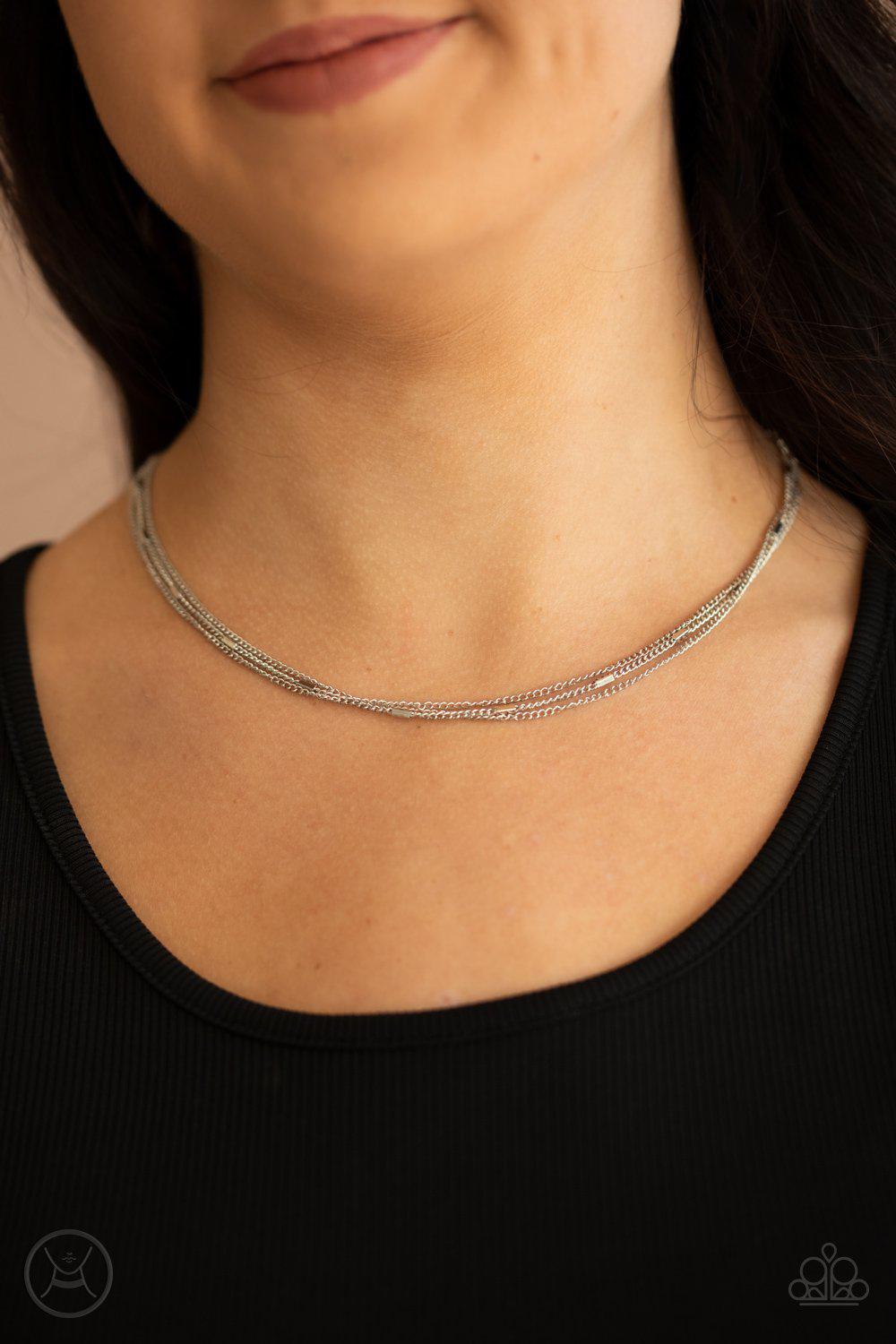 Need I SLAY More Silver Choker Necklace - Paparazzi Accessories - model -CarasShop.com - $5 Jewelry by Cara Jewels