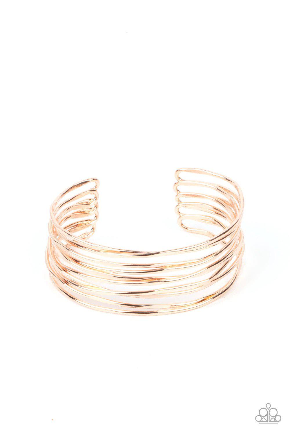 Nerves of Steel Gold Bracelet - Paparazzi Accessories- lightbox - CarasShop.com - $5 Jewelry by Cara Jewels