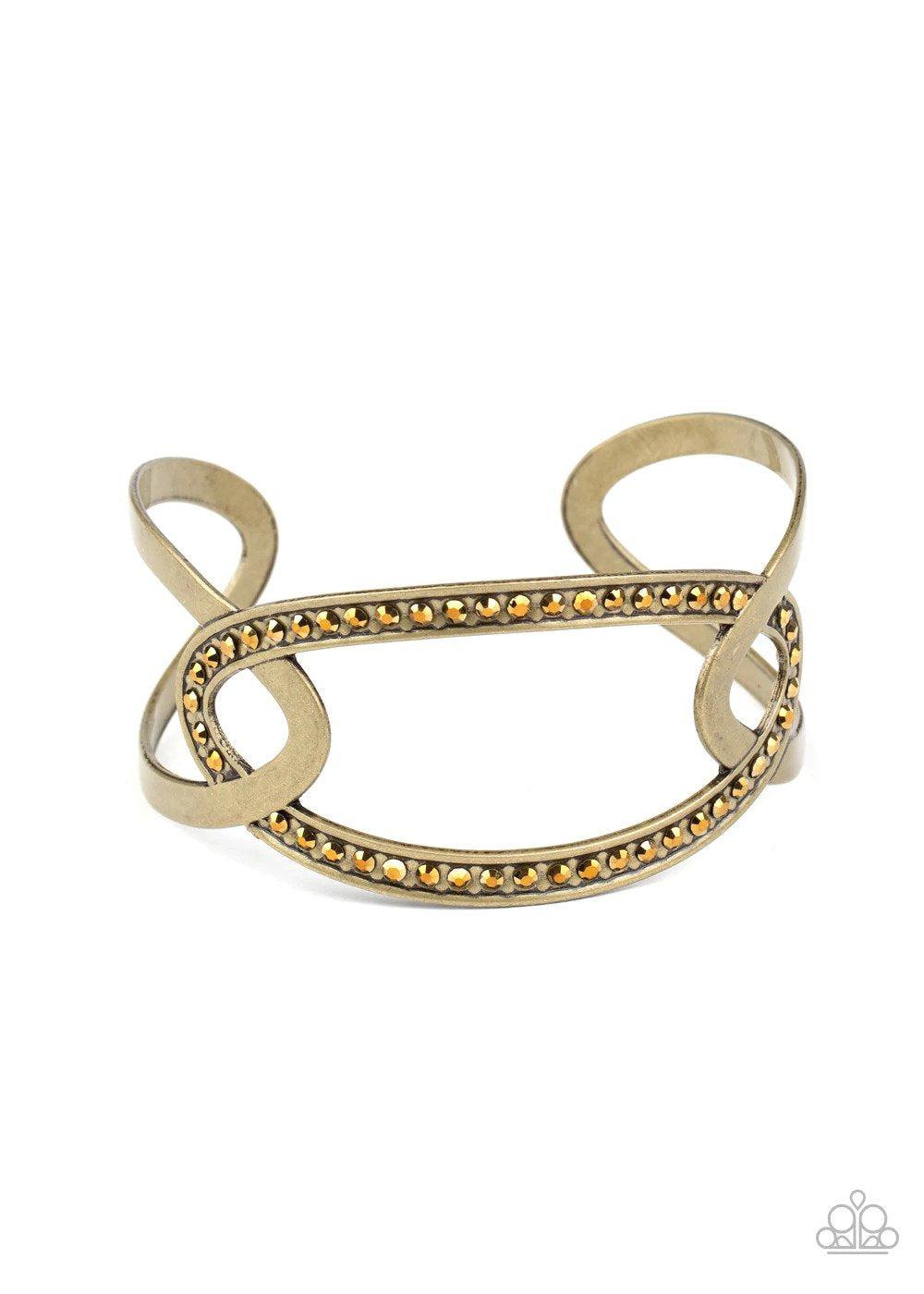 Never A Dull Moment Brass Cuff Bracelet - Paparazzi Accessories- lightbox - CarasShop.com - $5 Jewelry by Cara Jewels