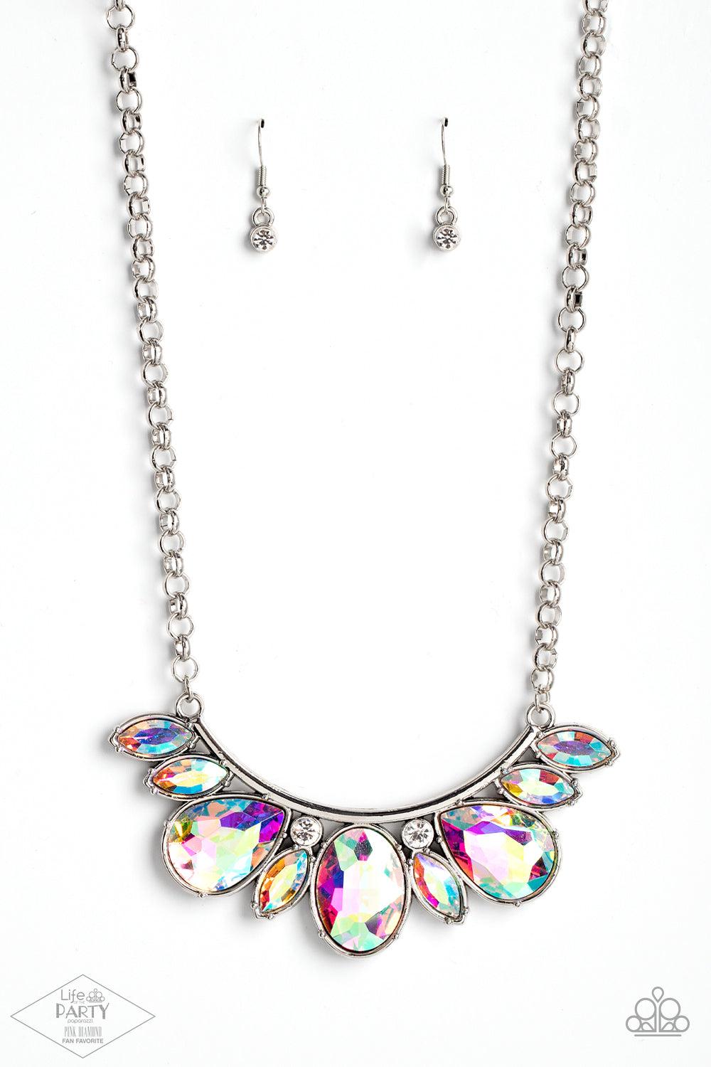 Never SLAY Never Multi Iridescent Rhinestone Necklace - Paparazzi Accessories- lightbox - CarasShop.com - $5 Jewelry by Cara Jewels