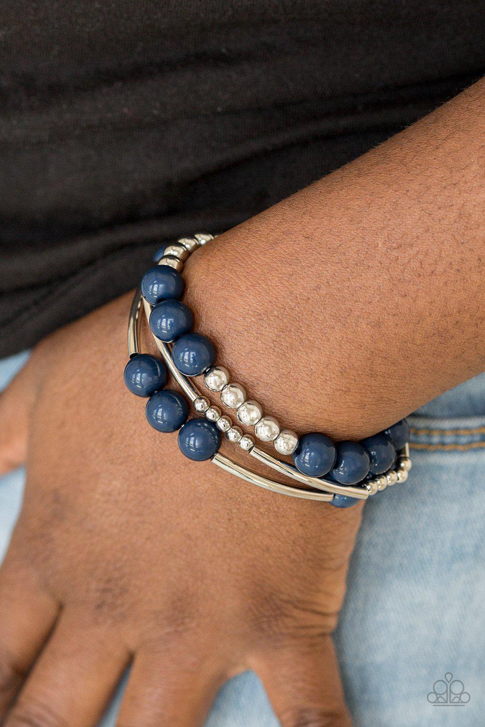 New Adventures Blue Bracelet - Paparazzi Accessories- on model - CarasShop.com - $5 Jewelry by Cara Jewels