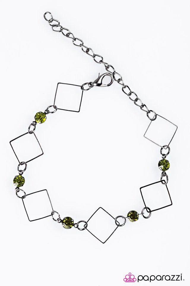 New Girl On The Block Green Bracelet - Paparazzi Accessories- lightbox - CarasShop.com - $5 Jewelry by Cara Jewels