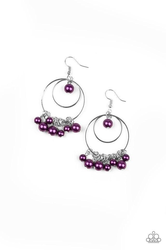 New York Attraction Purple Pearl Earrings - Paparazzi Accessories - lightbox -CarasShop.com - $5 Jewelry by Cara Jewels