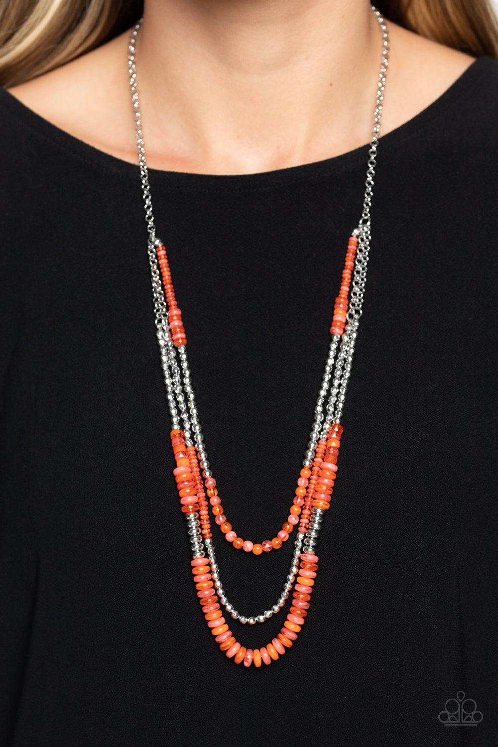 Newly Neverland Orange Necklace - Paparazzi Accessories-on model - CarasShop.com - $5 Jewelry by Cara Jewels