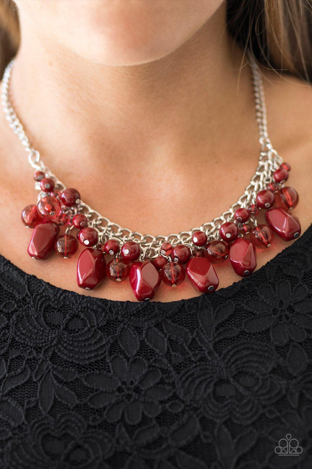 Newport Native Red Necklace - Paparazzi Accessories-CarasShop.com - $5 Jewelry by Cara Jewels