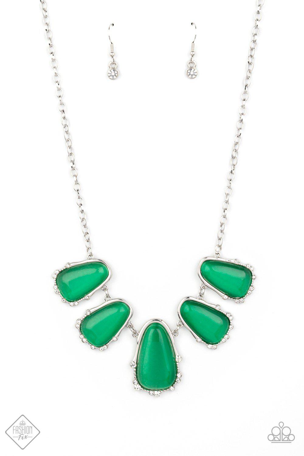 Newport Princess Mint Green Cat&#39;s Eye Stone Necklace - Paparazzi Accessories - lightbox -CarasShop.com - $5 Jewelry by Cara Jewels