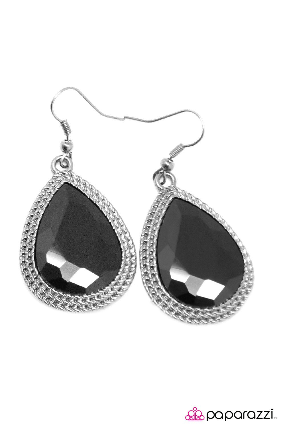Next In Line Black Teardrop Earrings - Paparazzi Accessories - lightbox -CarasShop.com - $5 Jewelry by Cara Jewels