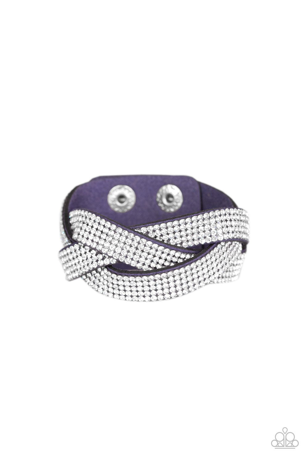 Nice Girls Finish Last Blue and White Braided Wrap Snap Bracelet - Paparazzi Accessories- lightbox - CarasShop.com - $5 Jewelry by Cara Jewels