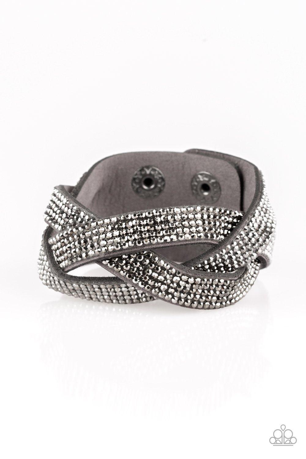 Nice Girls Finish Last Silver Urban Wrap Snap Bracelet - Paparazzi Accessories- lightbox - CarasShop.com - $5 Jewelry by Cara Jewels