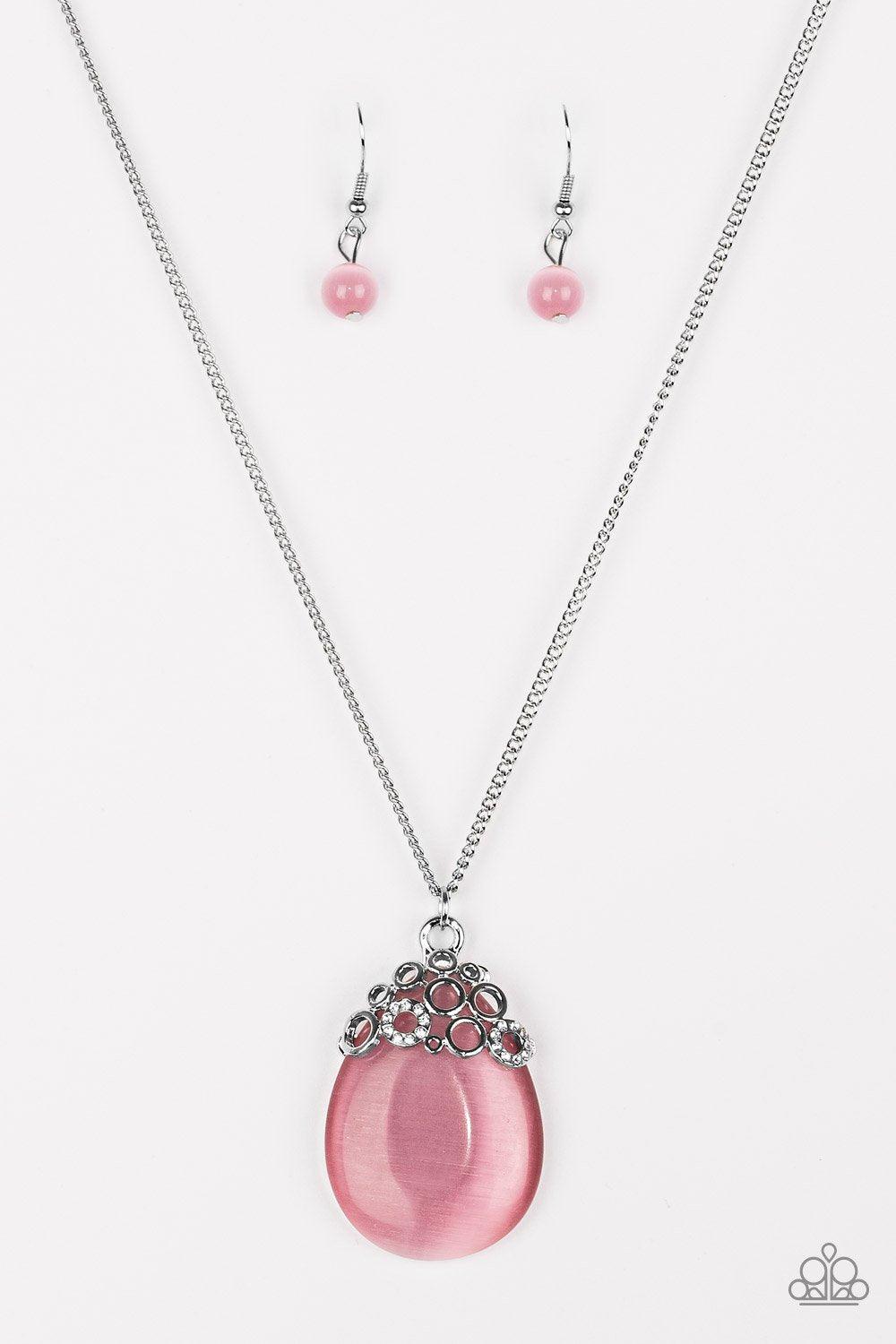 Nightcap And Gown Pink Moonstone Necklace - Paparazzi Accessories-CarasShop.com - $5 Jewelry by Cara Jewels