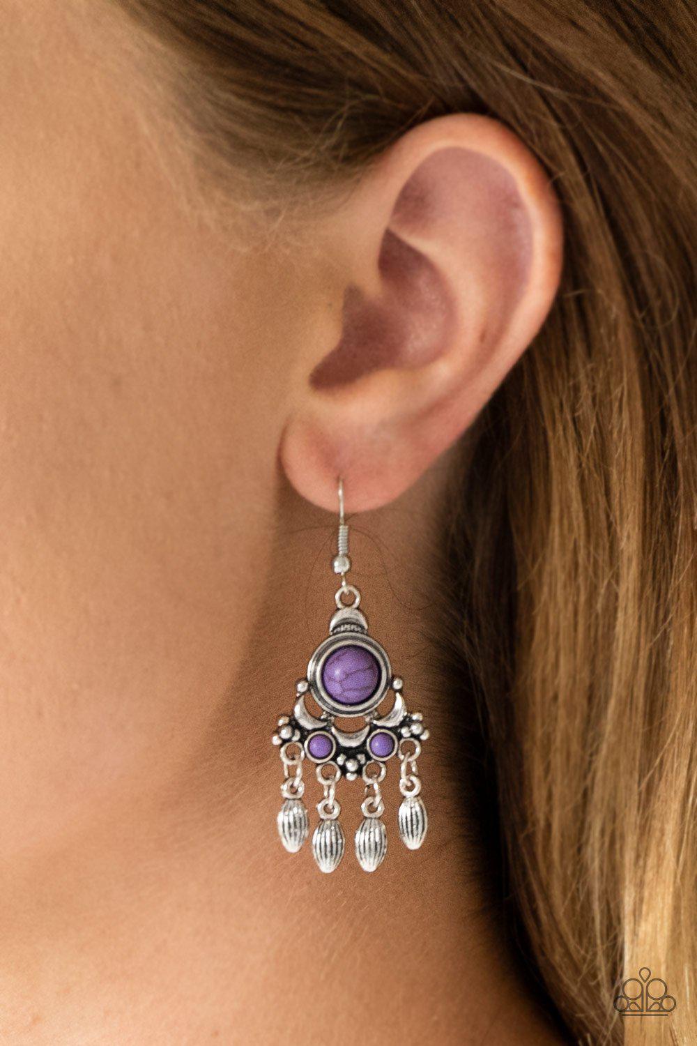 No Place Like HOMESTEAD Purple Stone Earrings - Paparazzi Accessories-CarasShop.com - $5 Jewelry by Cara Jewels