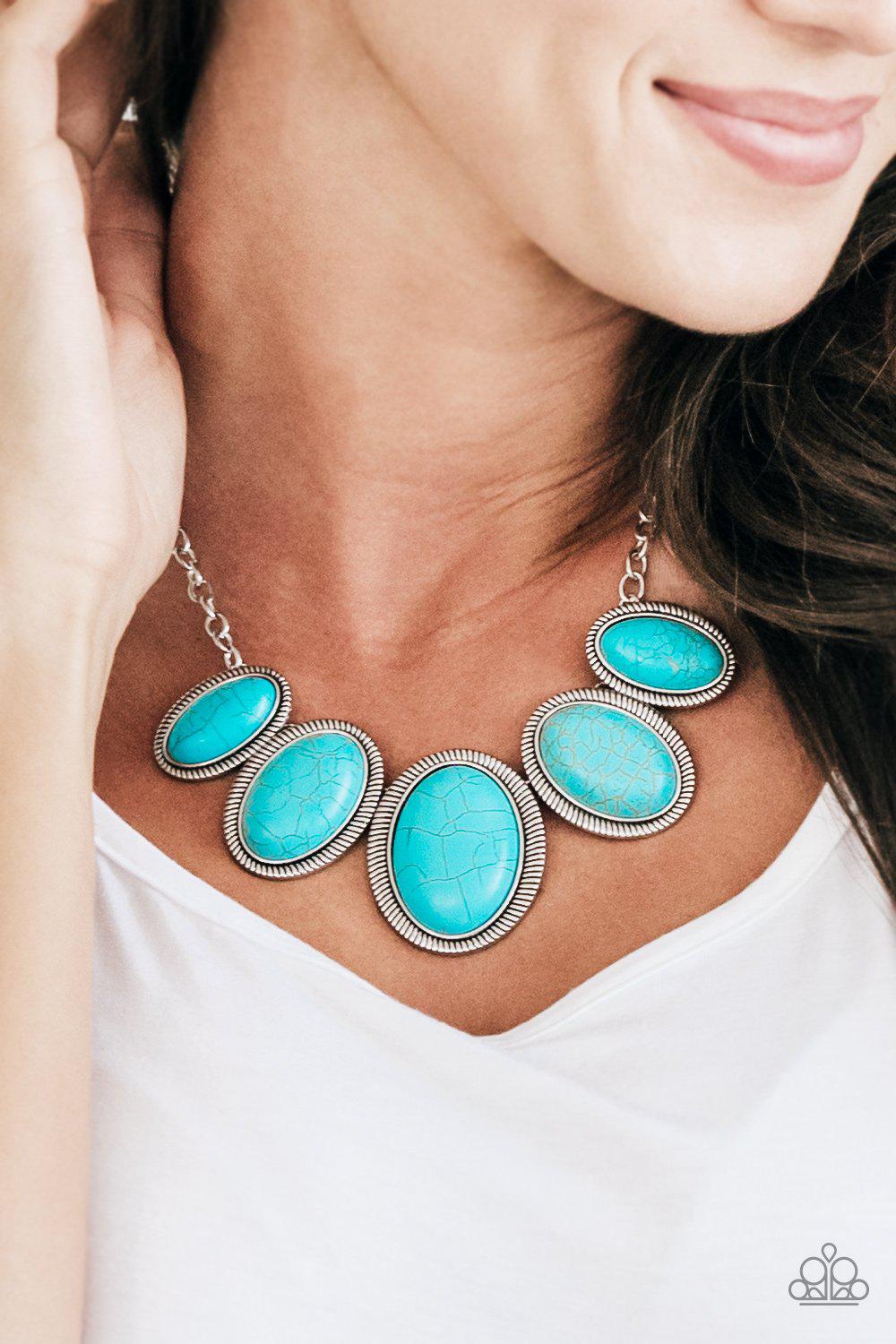 Noble Nomad Turquoise Blue Stone Necklace - Paparazzi Accessories-CarasShop.com - $5 Jewelry by Cara Jewels