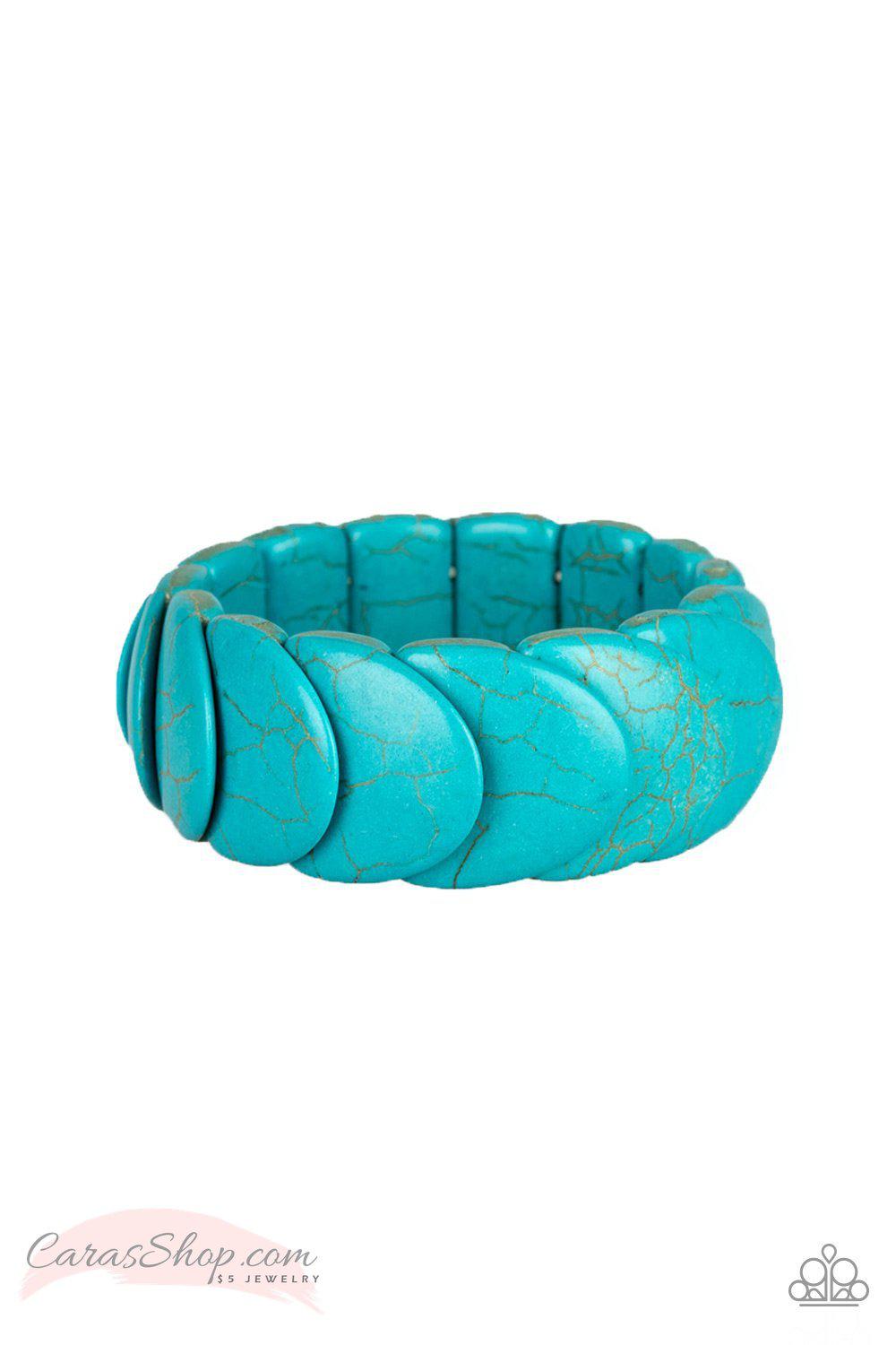 Nomadic Nature Blue Turquoise Stone Stretch Bracelet - Paparazzi Accessories-CarasShop.com - $5 Jewelry by Cara Jewels