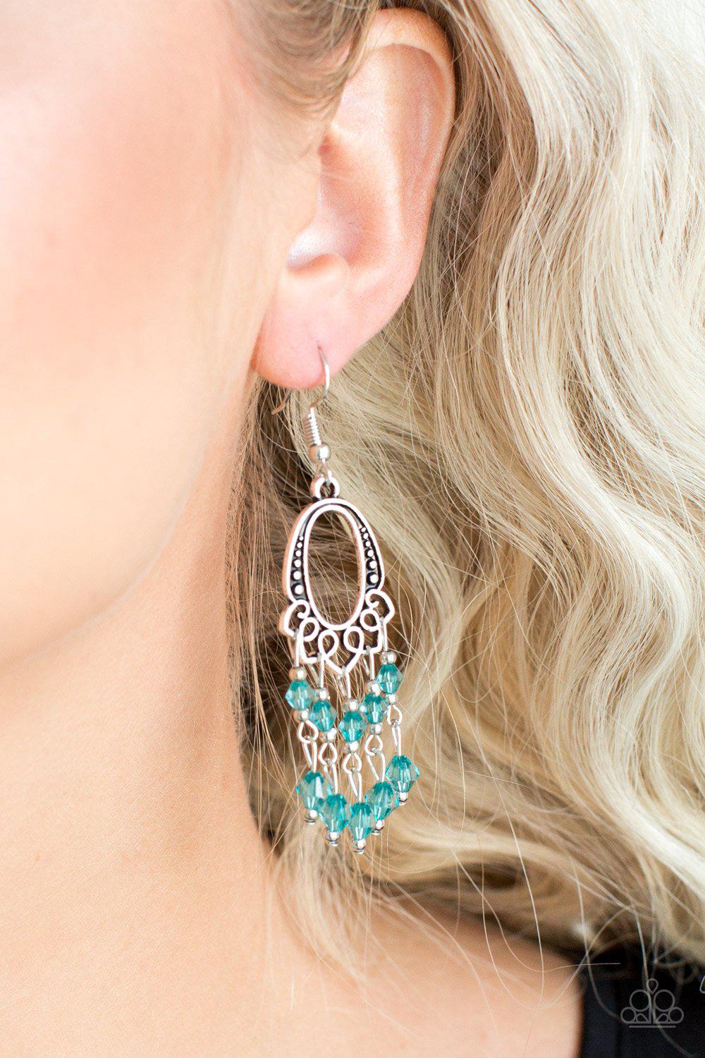 Not The Only Fish In The Sea Green and Silver Earrings - Paparazzi Accessories-CarasShop.com - $5 Jewelry by Cara Jewels
