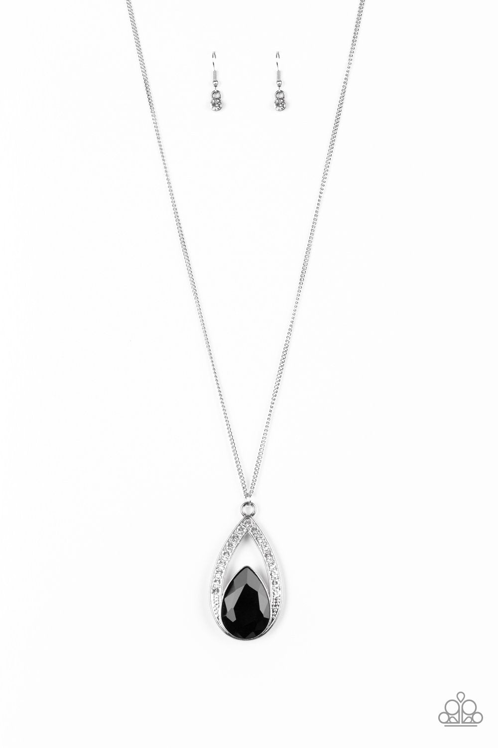 Notorious Noble Black Rhinestone Pendant Necklace - Paparazzi Accessories-CarasShop.com - $5 Jewelry by Cara Jewels