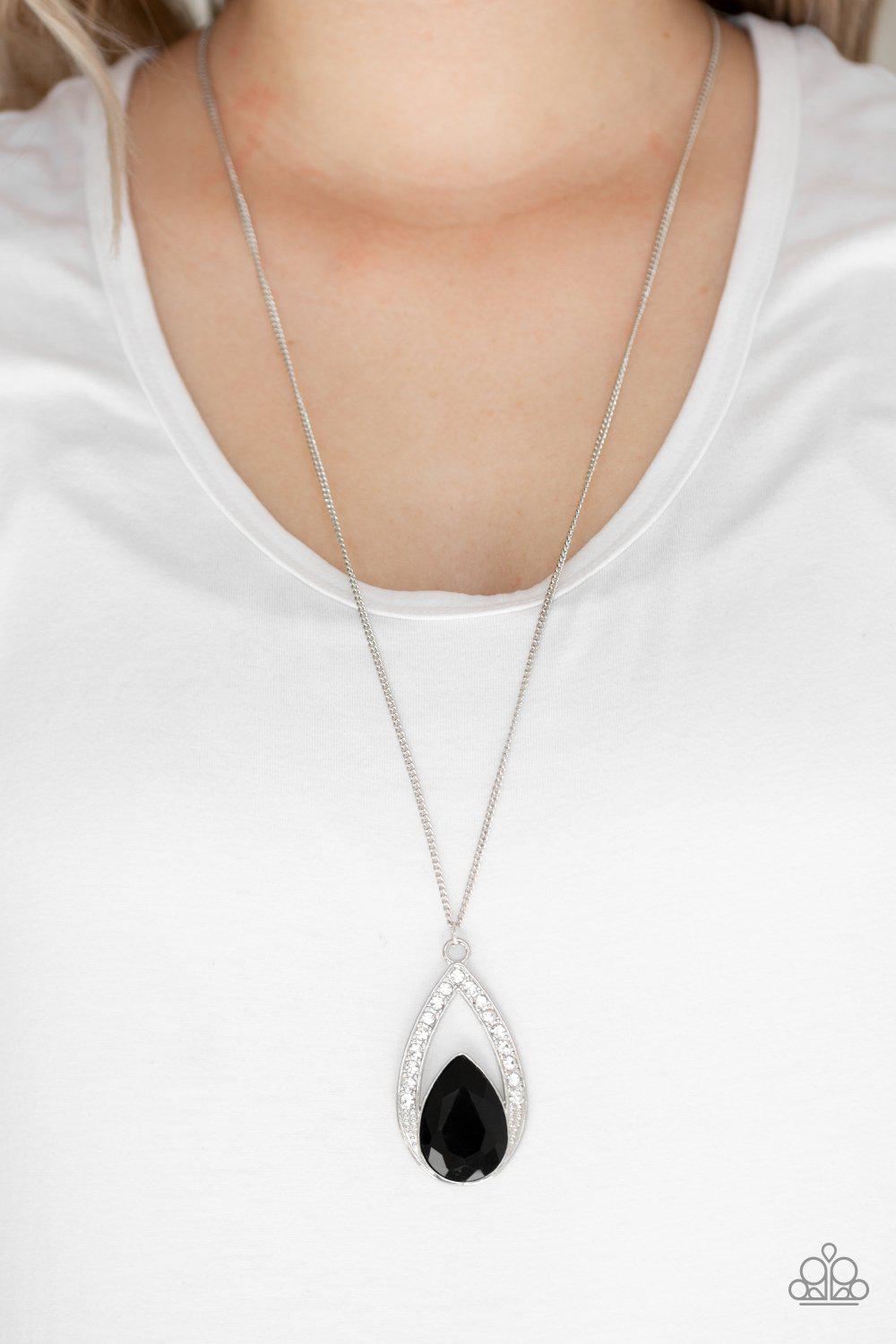 Notorious Noble Black Rhinestone Pendant Necklace - Paparazzi Accessories-CarasShop.com - $5 Jewelry by Cara Jewels