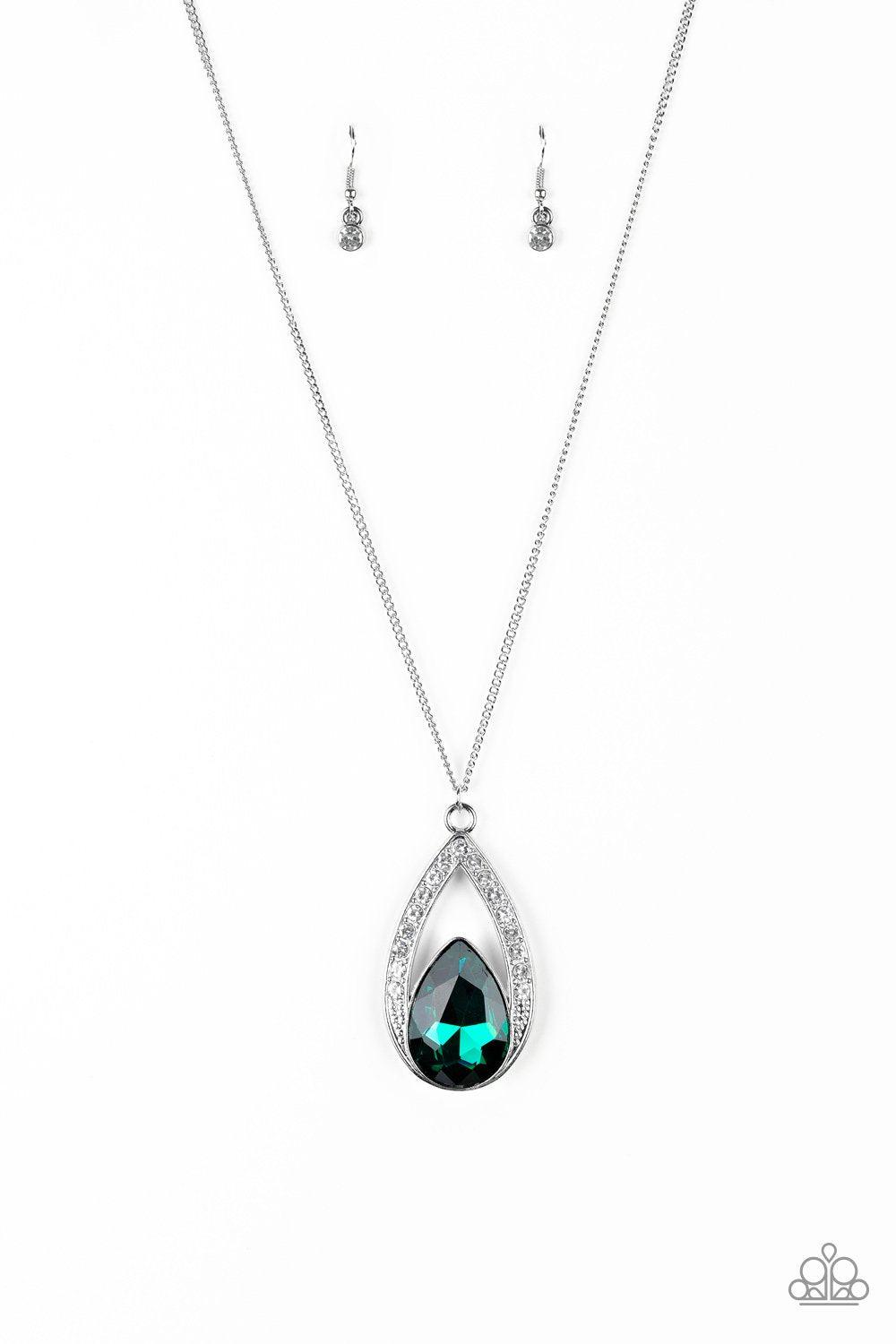 Notorious Noble Green Gem Pendant Necklace - Paparazzi Accessories-CarasShop.com - $5 Jewelry by Cara Jewels
