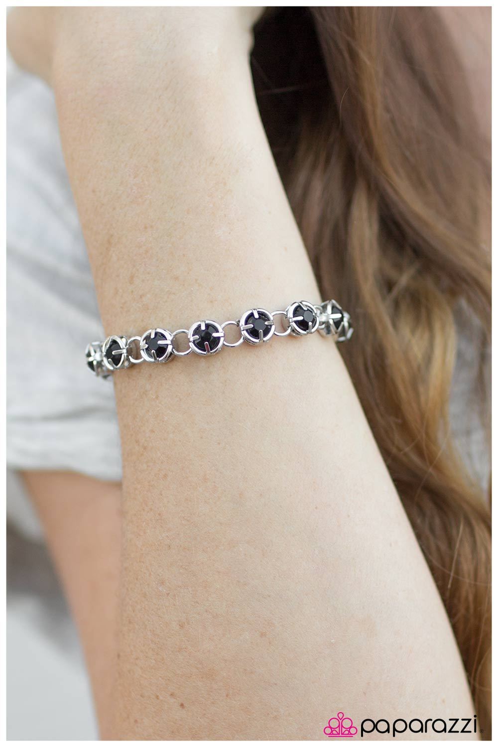 Now That You&#39;re Mine Black and Silver Bracelet - Paparazzi Accessories-CarasShop.com - $5 Jewelry by Cara Jewels