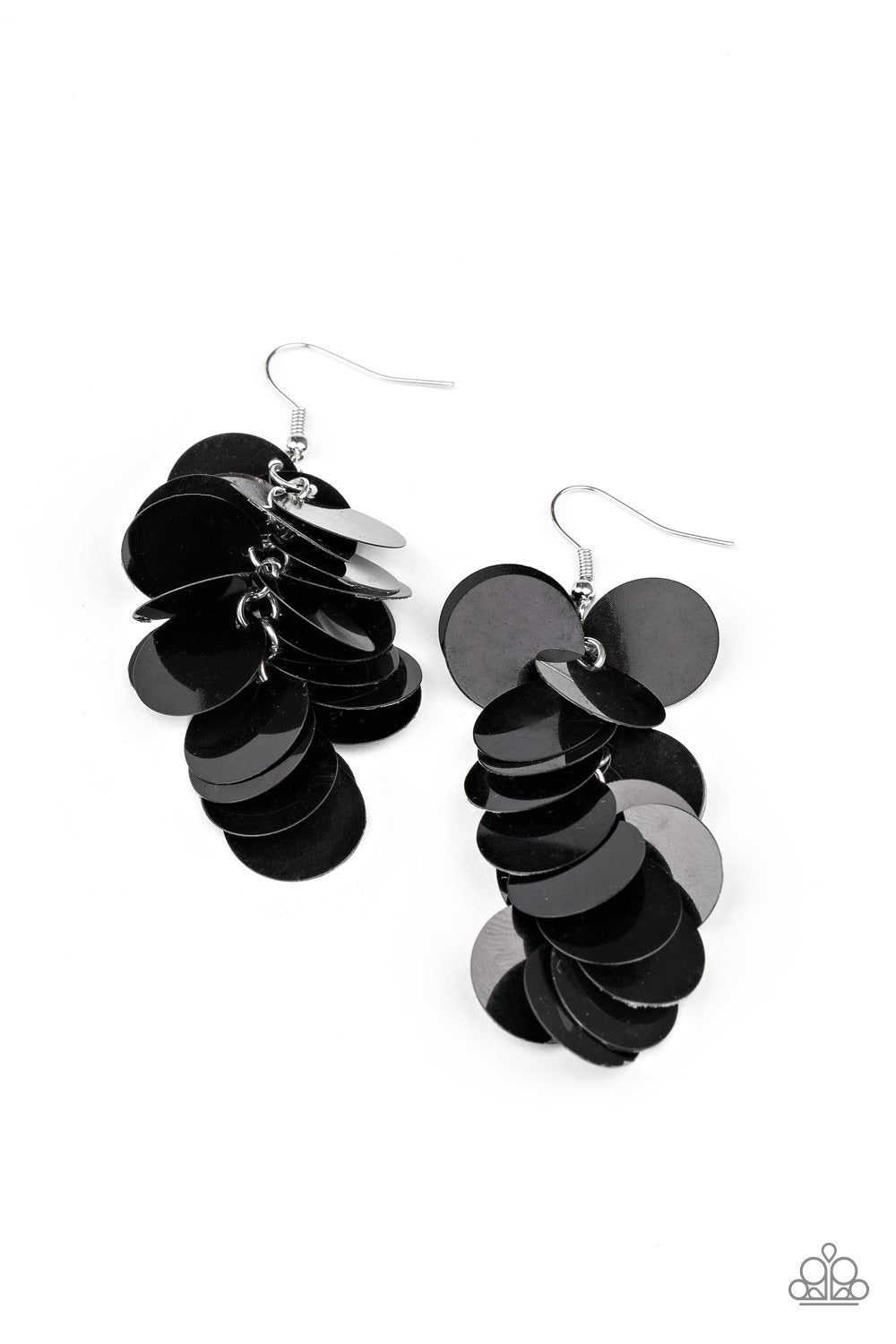 Now You SEQUIN It Black Earrings - Paparazzi Accessories-CarasShop.com - $5 Jewelry by Cara Jewels