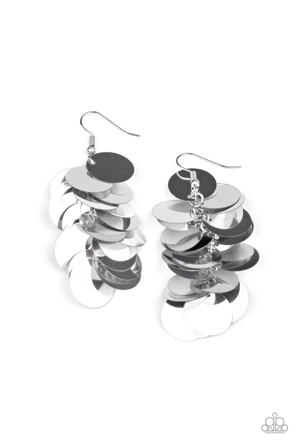 Now You SEQUIN It Silver Earrings - Paparazzi Accessories LOTP Exclusive September 2020-CarasShop.com - $5 Jewelry by Cara Jewels