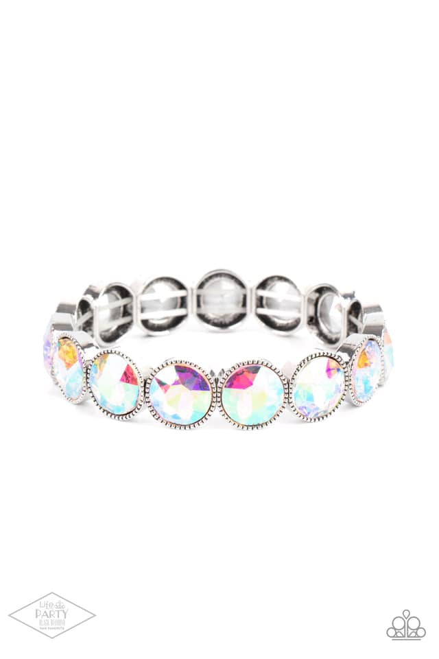 Number One Knockout Multi Iridescent Rhinestone Bracelet - Paparazzi Accessories- lightbox - CarasShop.com - $5 Jewelry by Cara Jewels