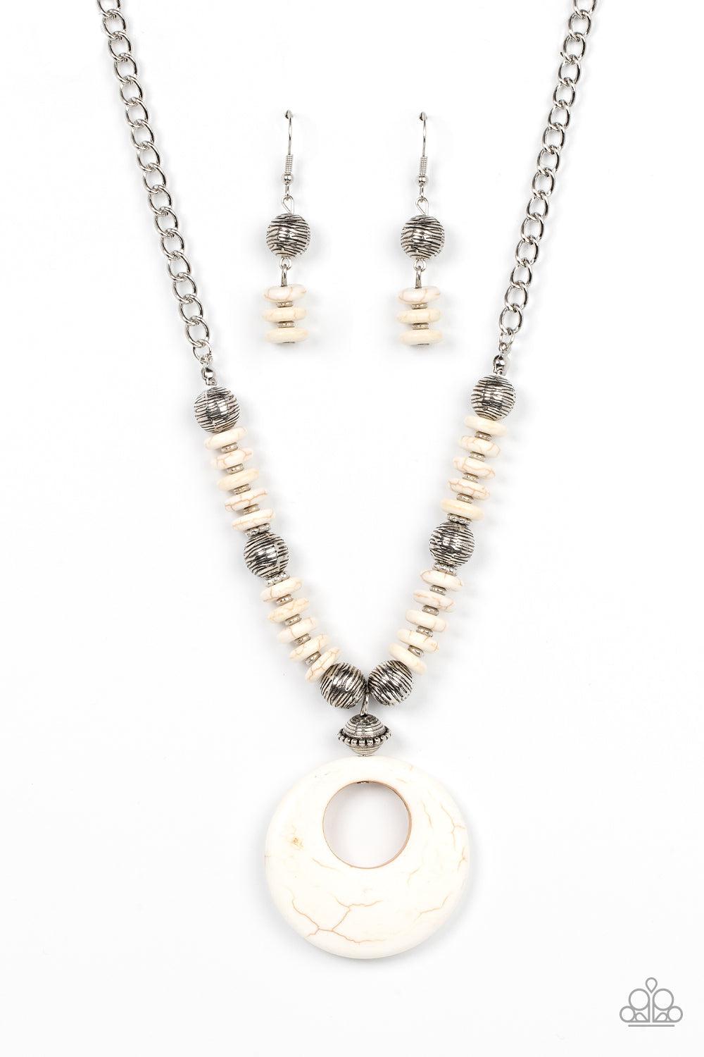 Oasis Goddess White Stone Necklace - Paparazzi Accessories- lightbox - CarasShop.com - $5 Jewelry by Cara Jewels