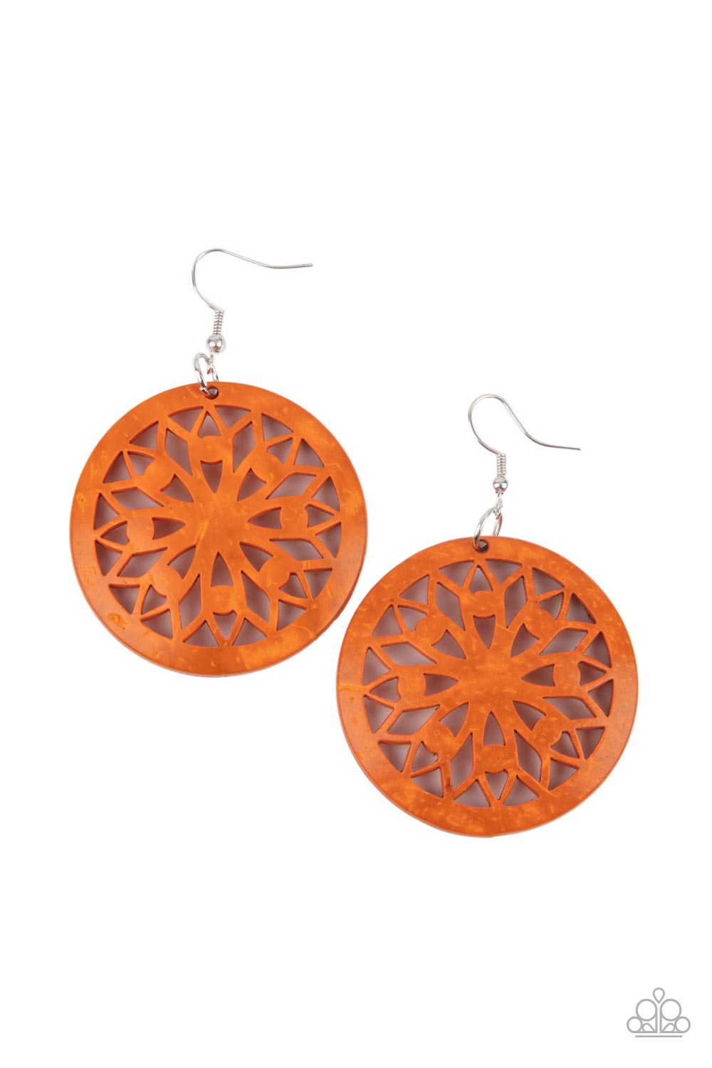 Ocean Canopy Orange Earrings - Paparazzi Accessories- lightbox - CarasShop.com - $5 Jewelry by Cara Jewels