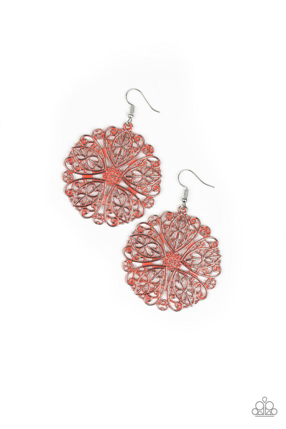 Ocean Paradise Coral Floral Filigree Earrings - Paparazzi Accessories-CarasShop.com - $5 Jewelry by Cara Jewels