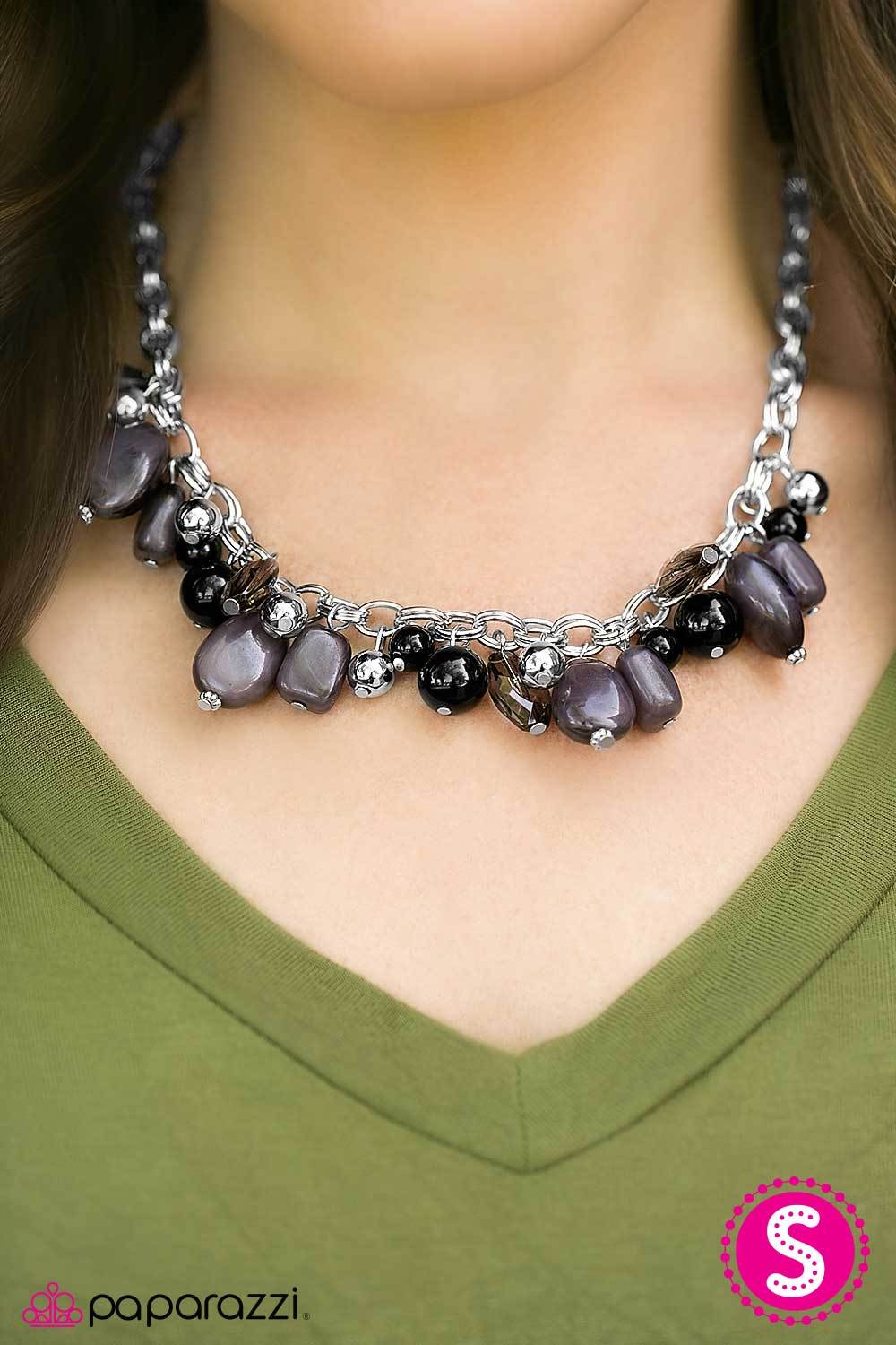 Ocean Sunset Black and Silver Necklace - Paparazzi Accessories-CarasShop.com - $5 Jewelry by Cara Jewels