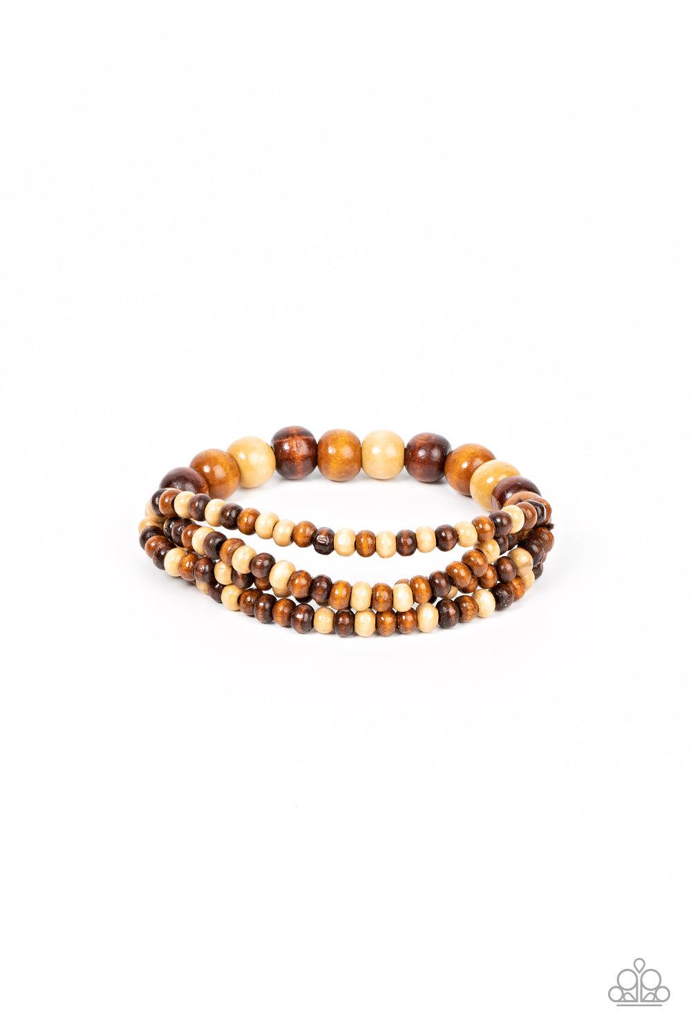 Oceania Oasis Brown Wood Bracelet - Paparazzi Accessories- lightbox - CarasShop.com - $5 Jewelry by Cara Jewels