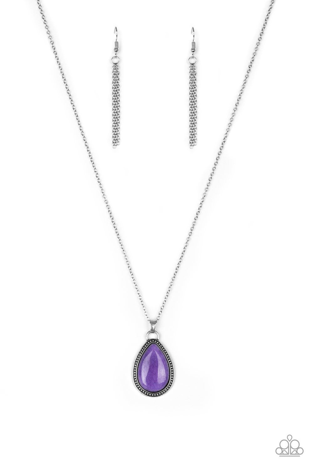 On The Home FRONTIER Purple Stone Teardrop Necklace - Paparazzi Accessories-CarasShop.com - $5 Jewelry by Cara Jewels