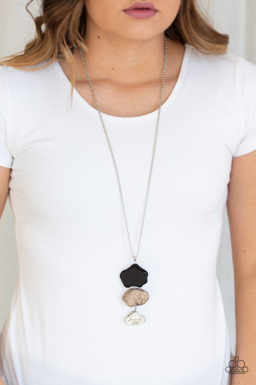 On The ROAM Again Multi Black, Brown and White Stone Necklace - Paparazzi Accessories- model - CarasShop.com - $5 Jewelry by Cara Jewels