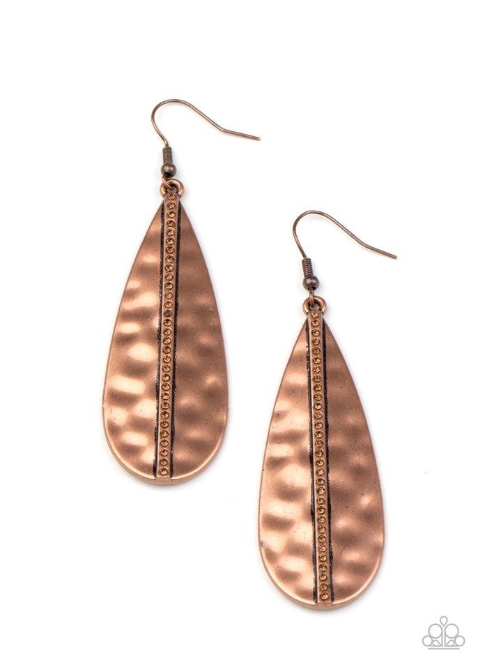 On The Up And UPSCALE Copper Earrings - Paparazzi Accessories - lightbox -CarasShop.com - $5 Jewelry by Cara Jewels