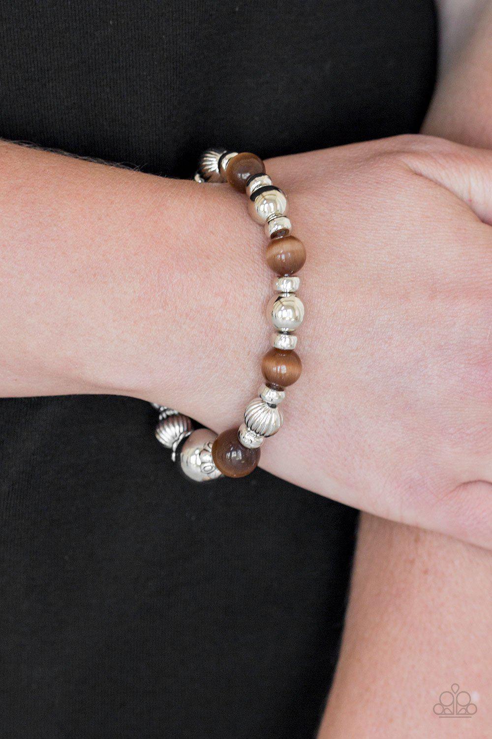 Once Upon A MARITIME Brown and Silver Stretch Bracelet - Paparazzi Accessories-CarasShop.com - $5 Jewelry by Cara Jewels