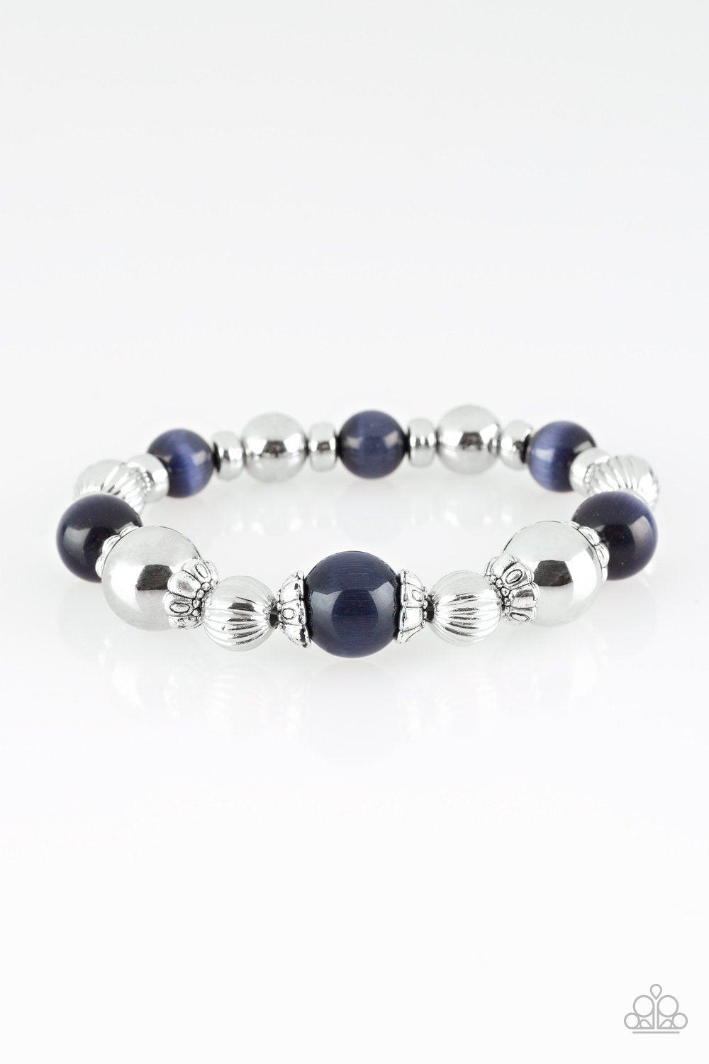 Once Upon A MARITIME Dark Blue and Silver Stretch Bracelet-CarasShop.com - $5 Jewelry by Cara Jewels