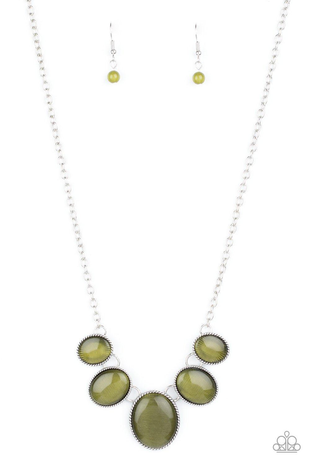 One Can Only GLEAM Olive Green Cat&#39;s Eye Stone Necklace - Paparazzi Accessories - lightbox -CarasShop.com - $5 Jewelry by Cara Jewels