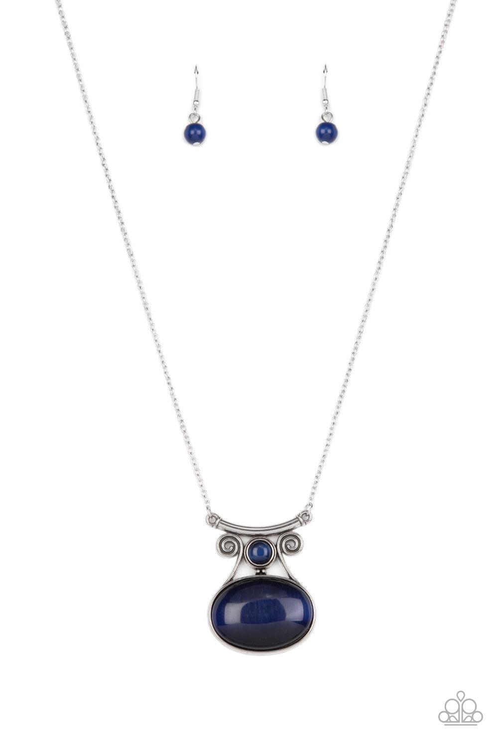 One DAYDREAM At A Time Deep Blue Cat's Eye Stone Necklace - Paparazzi Accessories- lightbox - CarasShop.com - $5 Jewelry by Cara Jewels