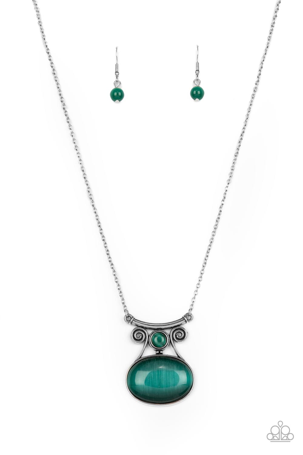 One DAYDREAM At A Time Green Cat&#39;s Eye Necklace - Paparazzi Accessories- lightbox - CarasShop.com - $5 Jewelry by Cara Jewels